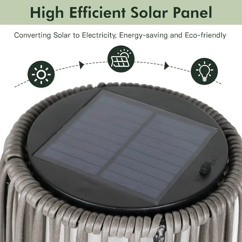 Outdoor Wicker Solar Floor Light 2 Pack - Waterproof Patio & Garden Light