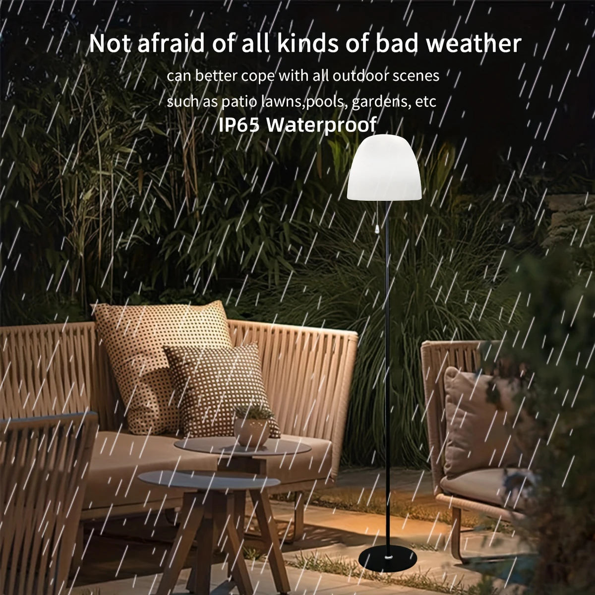 Rechargeable RGB+W Solar Floor Lamp – Remote Control Outdoor Light