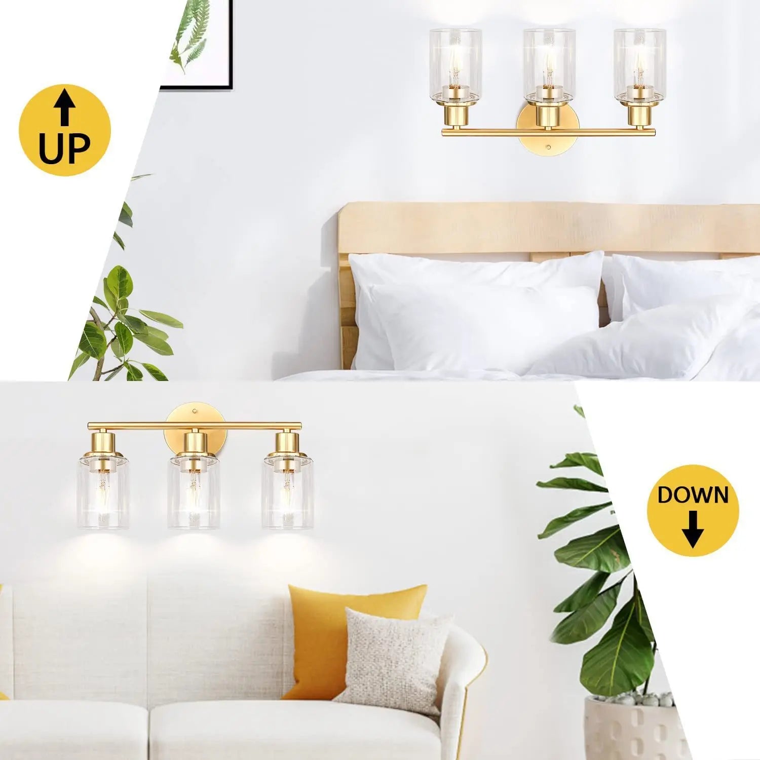 Vintage Triple Head E26 110V Wall Lamp (bulbs not included) – Creative Vanity Mirror Light for Bathroom, Bedroom & Living Room