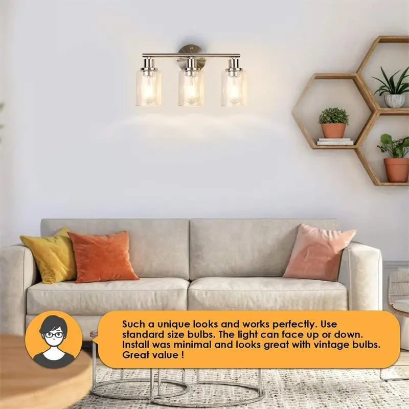 Vintage Triple Head E26 110V Wall Lamp (bulbs not included) – Creative Vanity Mirror Light for Bathroom, Bedroom & Living Room