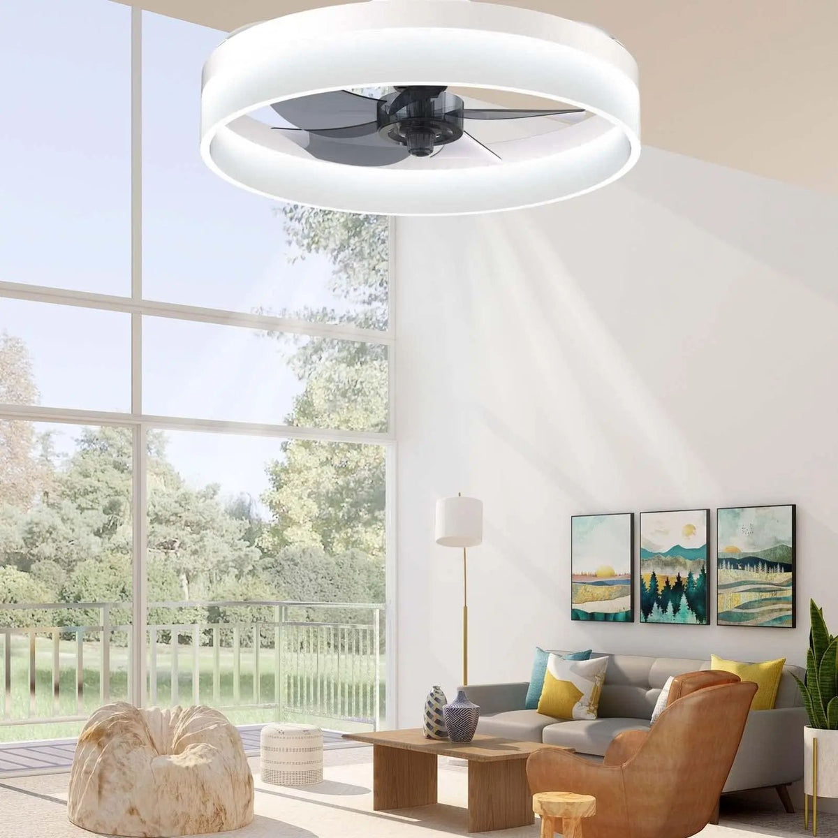 Modern Ceiling Fan with LED Light – Remote Control, Silent Operation, Color Changing, Stylish Home Lighting Fixture