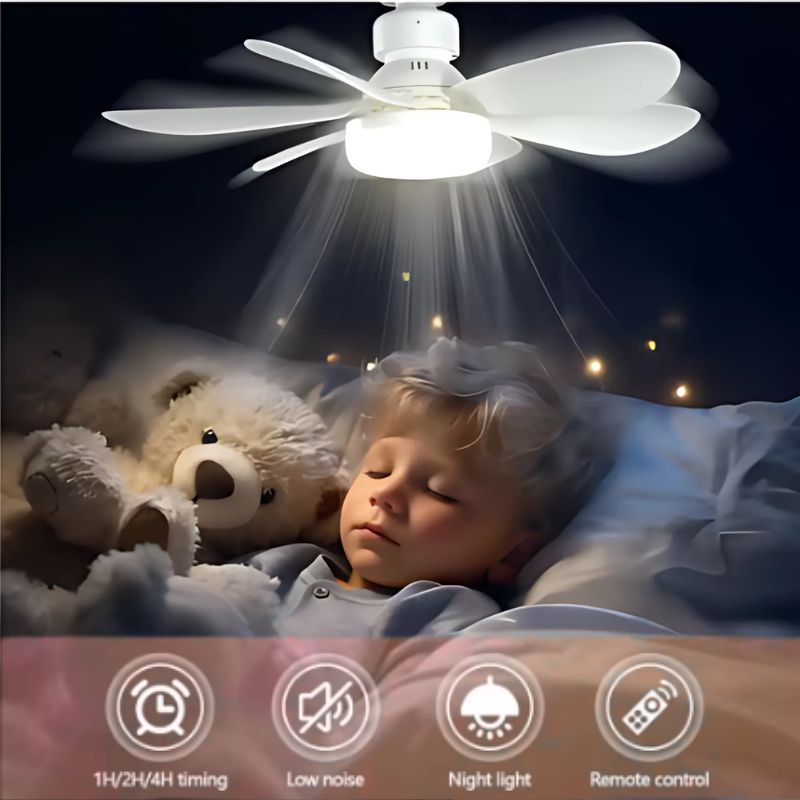 Screw In Ceiling Fan Light with Remote – 6 Blade LED Fan for Bedroom & Kitchen, Light Socket Extender Included