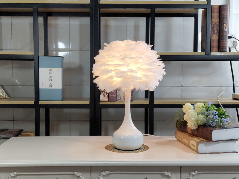 Luxury Feather Table Lamp Bedroom